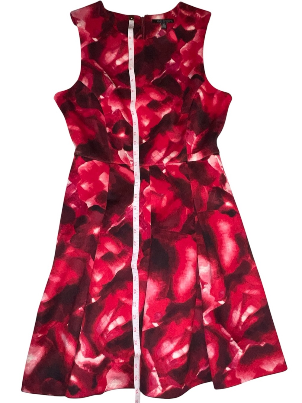 The Limited Eva Longoria Red and Black Patterned Sleeveless Fit and Flare Dress - Picture 16 of 17